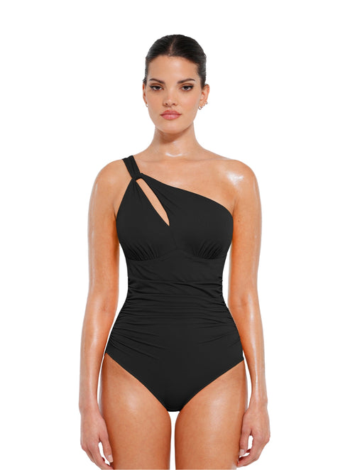 Cut-Out One-Shoulder Shapewear Swimsuit