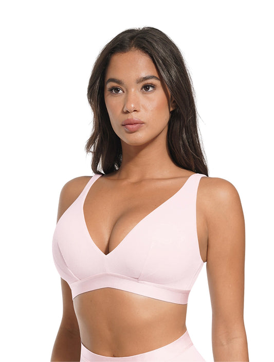 Deep V-Neck Ribbed Bralette