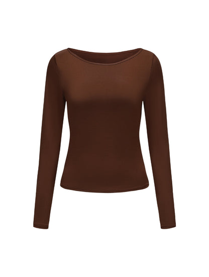 Boat Neck Long Sleeve Top