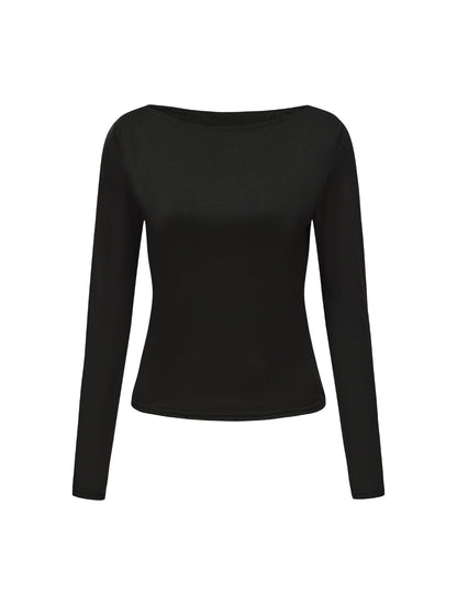 Boat Neck Long Sleeve Top