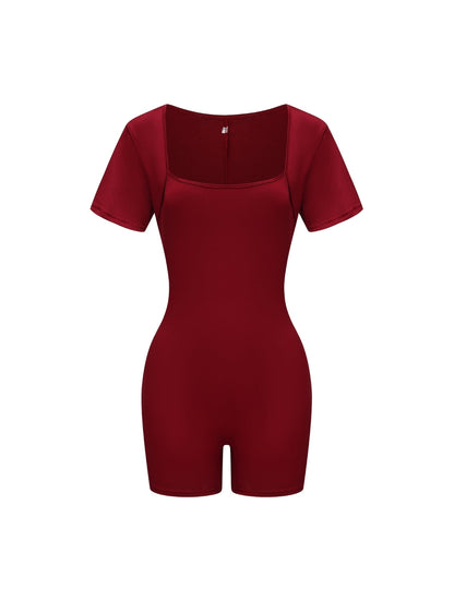 Square Neck Short Sleeve Jumpsuit