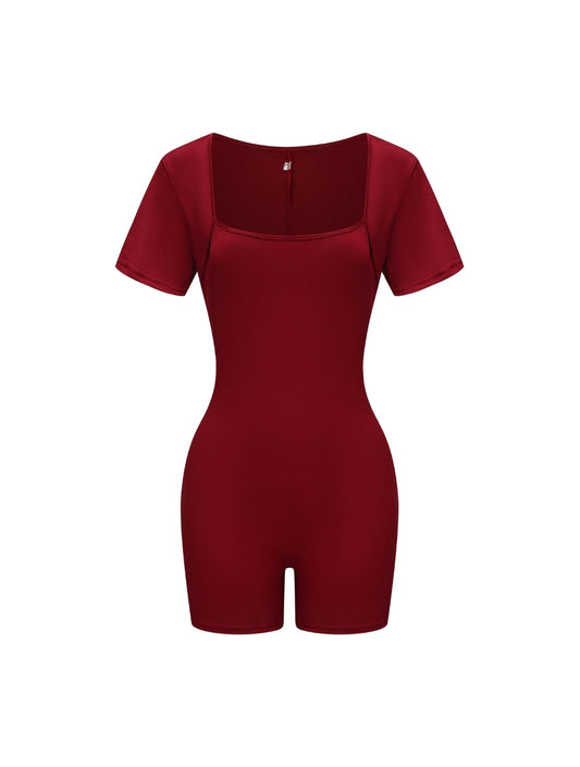 Square Neck Short Sleeve Jumpsuit