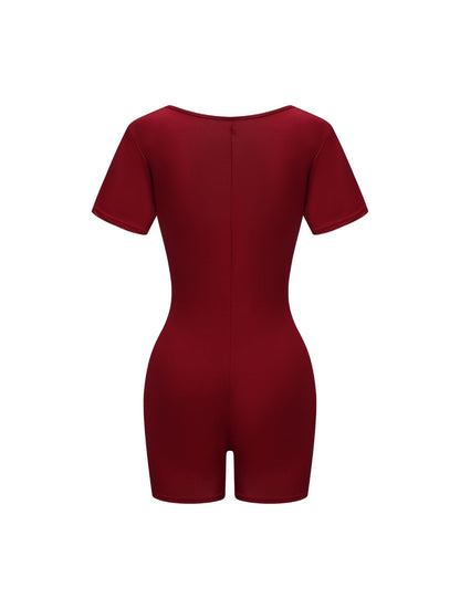 Square Neck Short Sleeve Jumpsuit