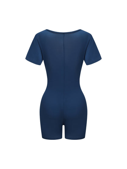 Square Neck Short Sleeve Jumpsuit