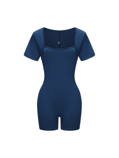 Square Neck Short Sleeve Jumpsuit