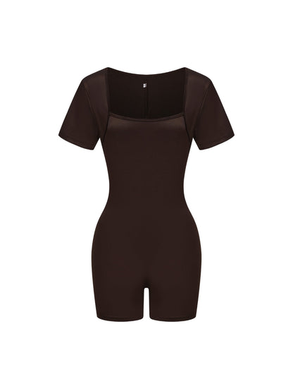 Square Neck Short Sleeve Jumpsuit