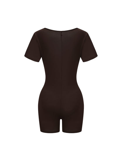 Square Neck Short Sleeve Jumpsuit
