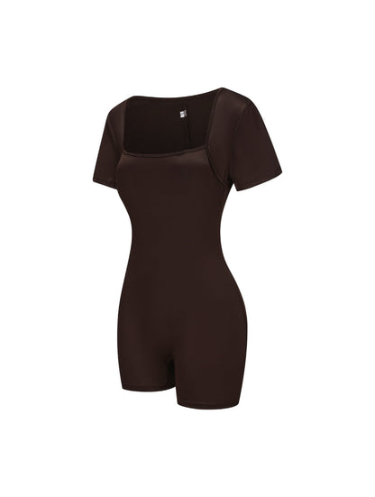 Square Neck Short Sleeve Jumpsuit