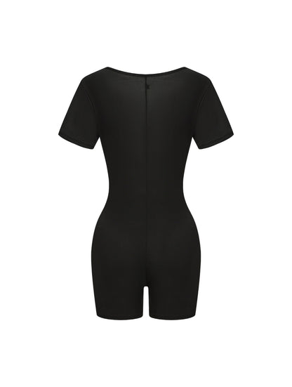 Square Neck Short Sleeve Jumpsuit