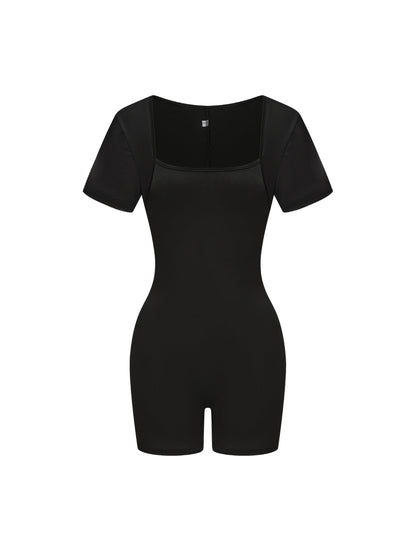 Square Neck Short Sleeve Jumpsuit