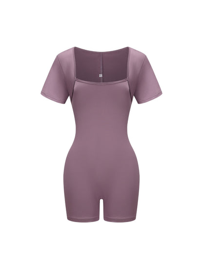 Square Neck Short Sleeve Jumpsuit