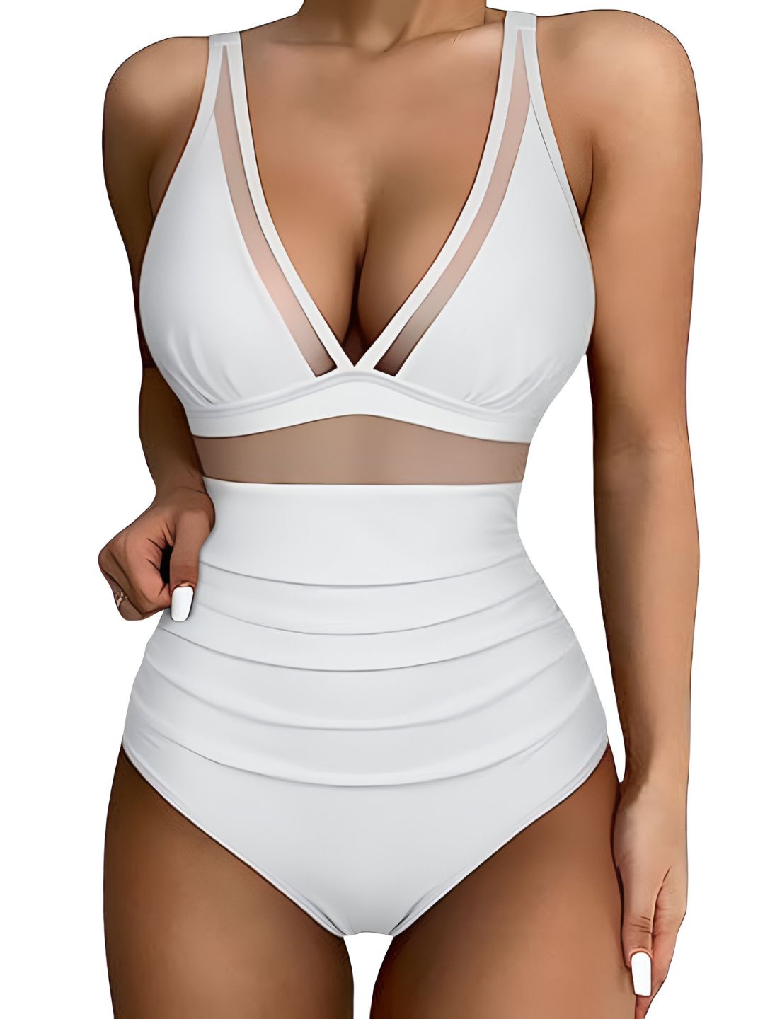 The Sculpting V-Neck Mesh Suit